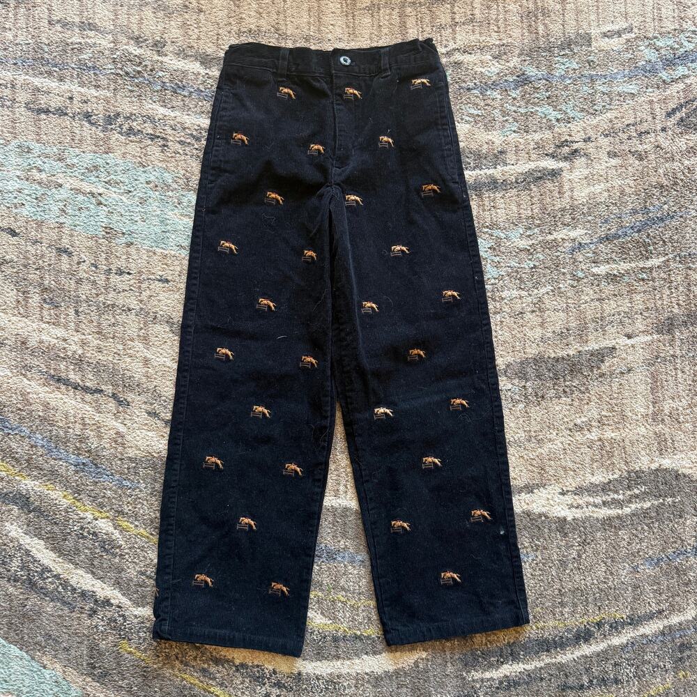 Youth Kids Boys Kitestrings by Hartstrings Black Embroidered Corduroy Pants Sz 8